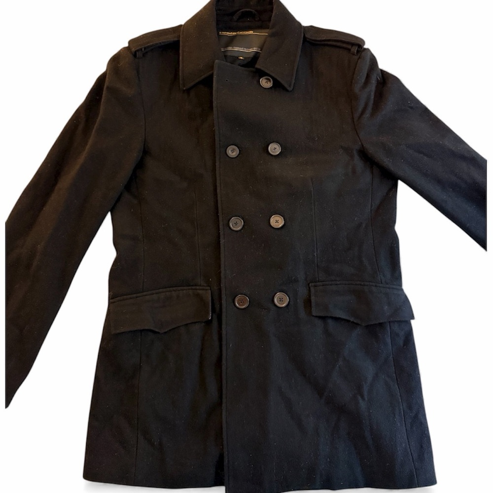 Men’s Black Wool Pea Coat Jacket
